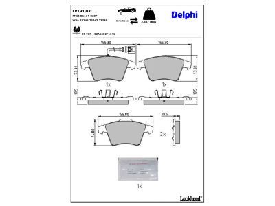 DELPHI LP1913LC - Brake Pad Set, disc brake