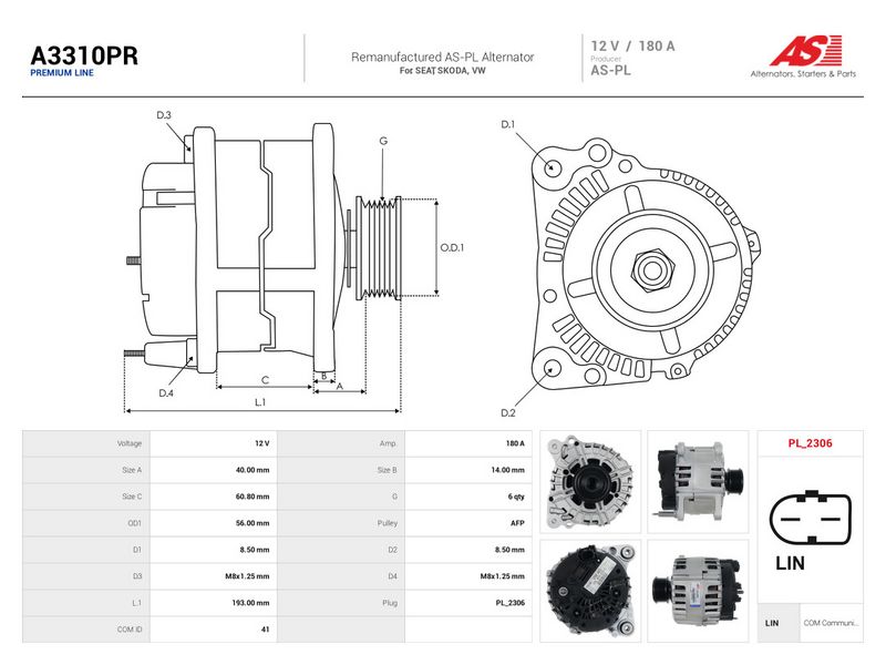 Generaator, AS-PL A3310PR