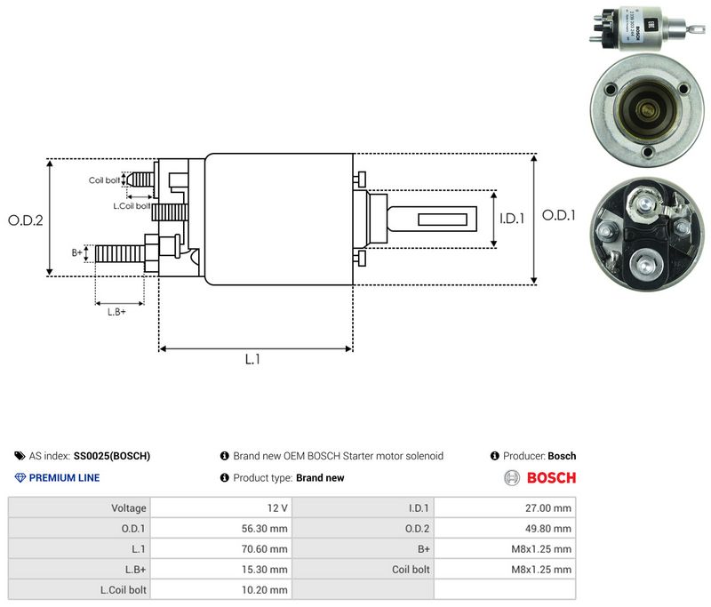 AS-PL SS0025(BOSCH) Solenoid Switch, starter