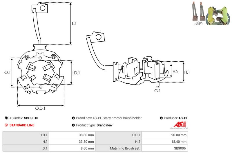 Kinnitus, süsinikuharjad, AS-PL SBH9010