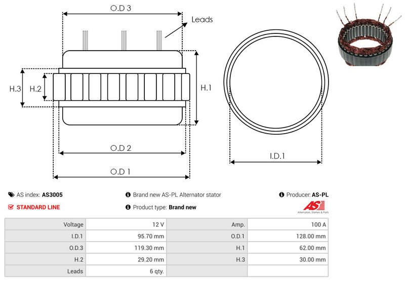 Staator, generaator, AS-PL AS3005