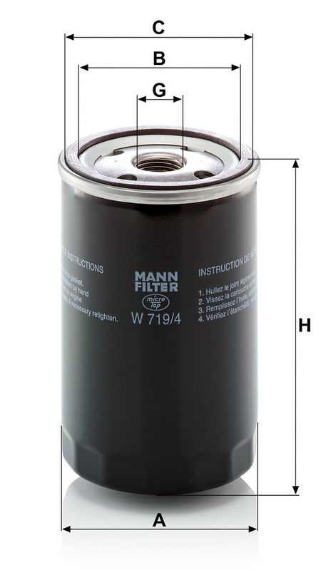 Õlifilter, MANN-FILTER W 719, 4
