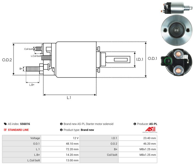 AS-PL SS6016 Solenoid Switch, starter