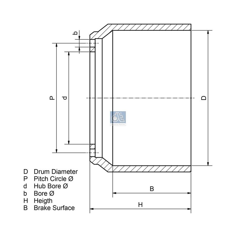 DT Spare Parts 4.64033 Brake Drum