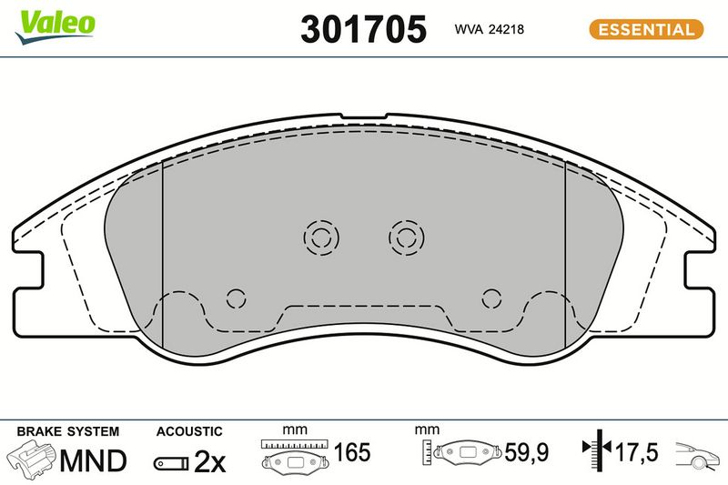 комплект спирачно феродо, дискови спирачки VALEO