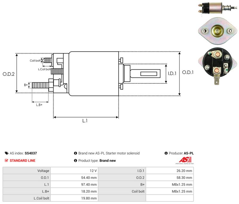 AS-PL SS4037 Solenoid Switch, starter