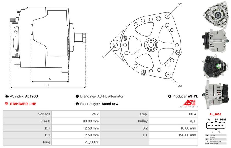 AS-PL A0120S Alternator
