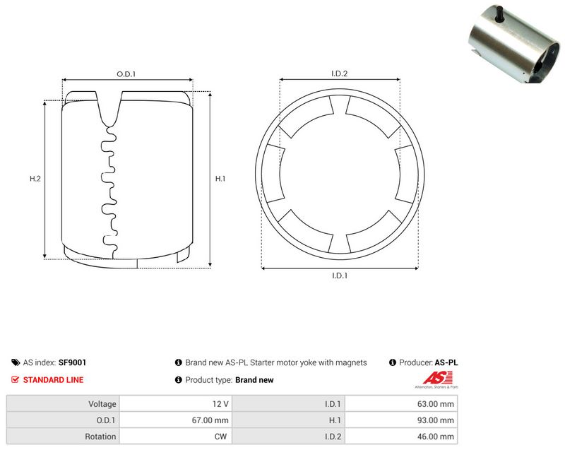 AS-PL SF9001 Field Winding, starter