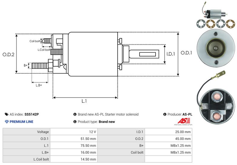 AS-PL SS5142P Solenoid Switch, starter