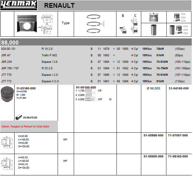 YENMAK Piston 31-04160-000
