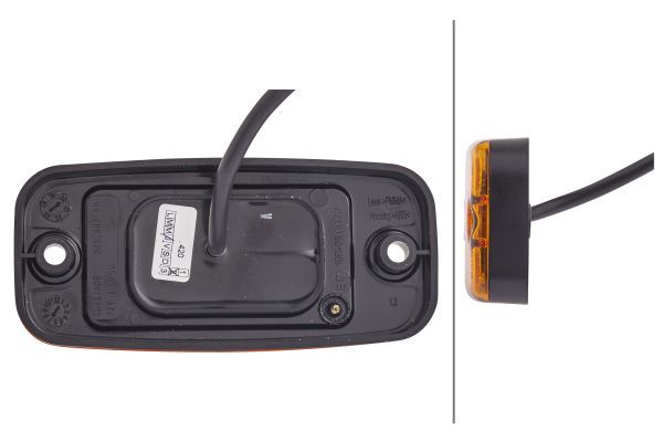 Markeringslichten Links/Rechts  LED  hoogte 21  breedte 111  diepte 51  bout/horizontale bevestiging  lengte kabel 500  12V