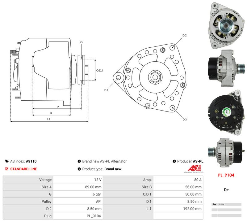 AS-PL A9110 Alternator