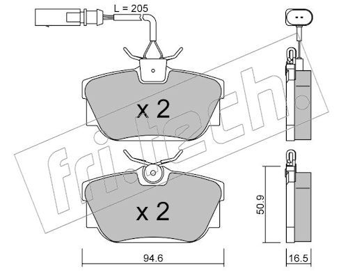 fri.tech. 355.2 Brake Pad Set, disc brake