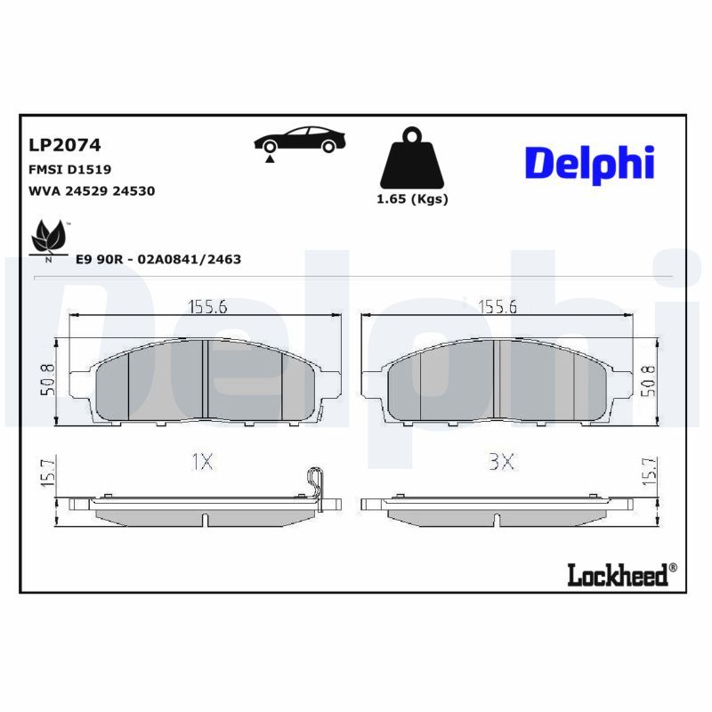 Piduriklotsi komplekt, ketaspidur, DELPHI LP2074