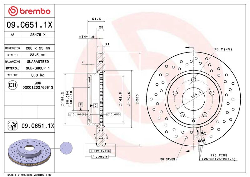 Гальмівний диск, Brembo 09.C651.1X