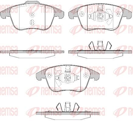 Комплект гальмівних накладок, дискове гальмо, Remsa 1249.50