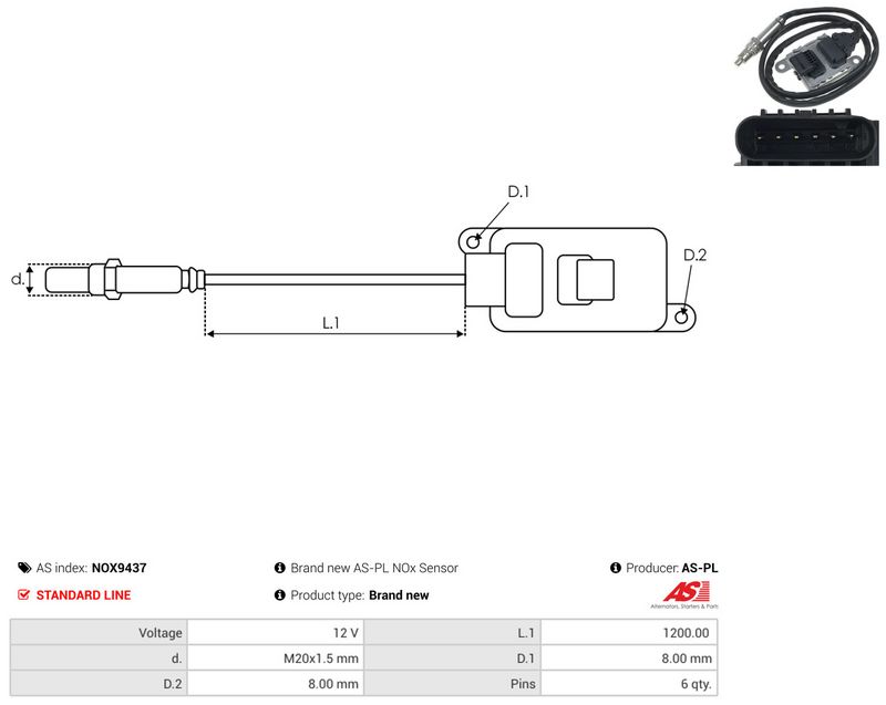 NOx-sensor, karbamiidipritse, AS-PL NOX9437
