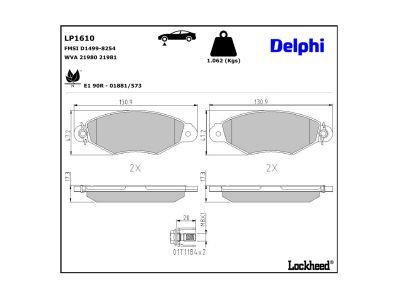 DELPHI LP1610 Brake Pad Set, disc brake