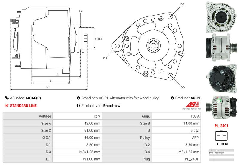 AS-PL A0166(P) Alternator