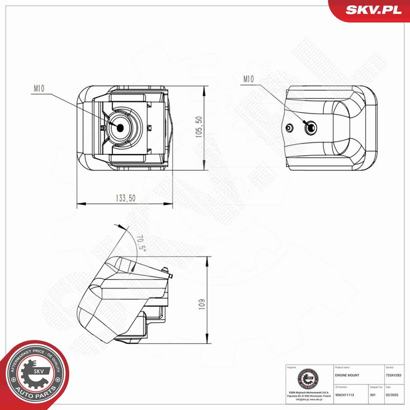 ESEN SKV 75SKV283 Variklio pagalvė