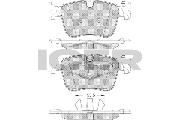 Комплект гальмівних накладок, дискове гальмо, Icer 182166-203