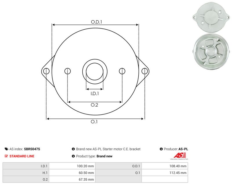 AS-PL SBR5047S Starter Lid, carburettor