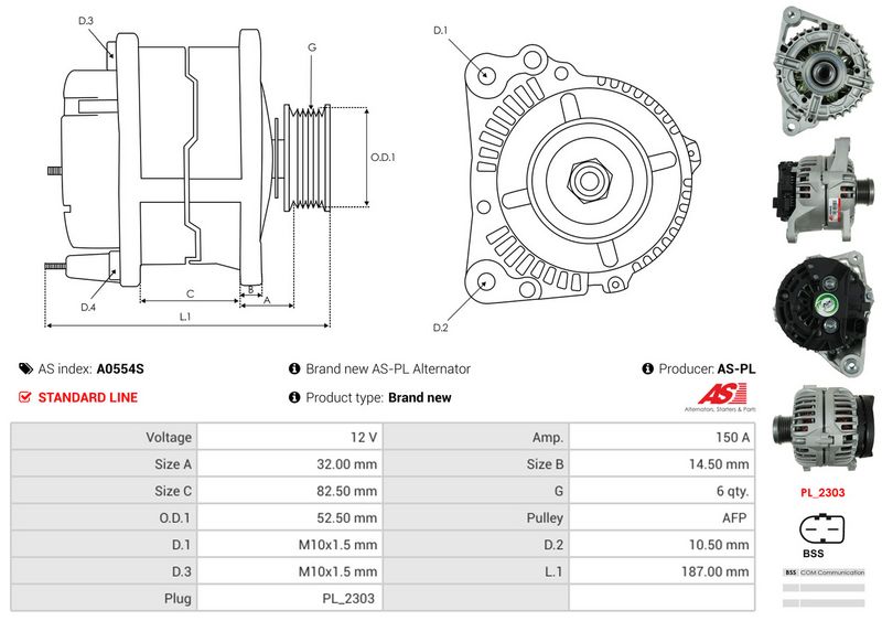 AS-PL A0554S Alternator