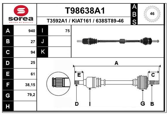 EAI hajtótengely T98638A1