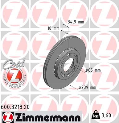 Гальмівний диск, Zimmermann 600.3218.20