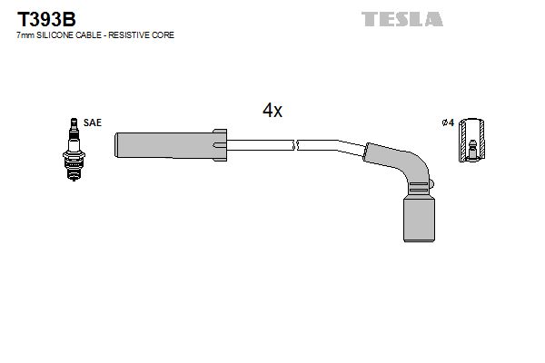 Комплект проводів високої напруги, Lanos, Sens Tesla (T393B), Tesla T393B