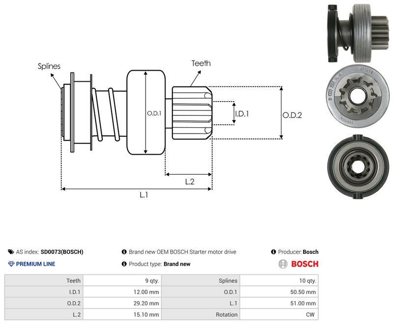 Vabajooks, starter, AS-PL SD0073(BOSCH)