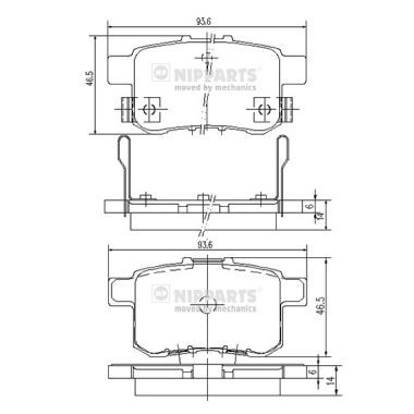 Комплект гальмівних накладок, дискове гальмо, Nipparts N3614020