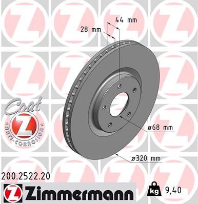 Гальмівний диск, Zimmermann 200.2522.20