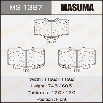 Комплект гальмівних колодок, Masuma MS-1387