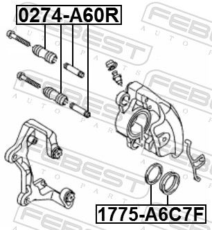 Ремонтний комплект, гальмівний супорт, Febest 1775A6C7F