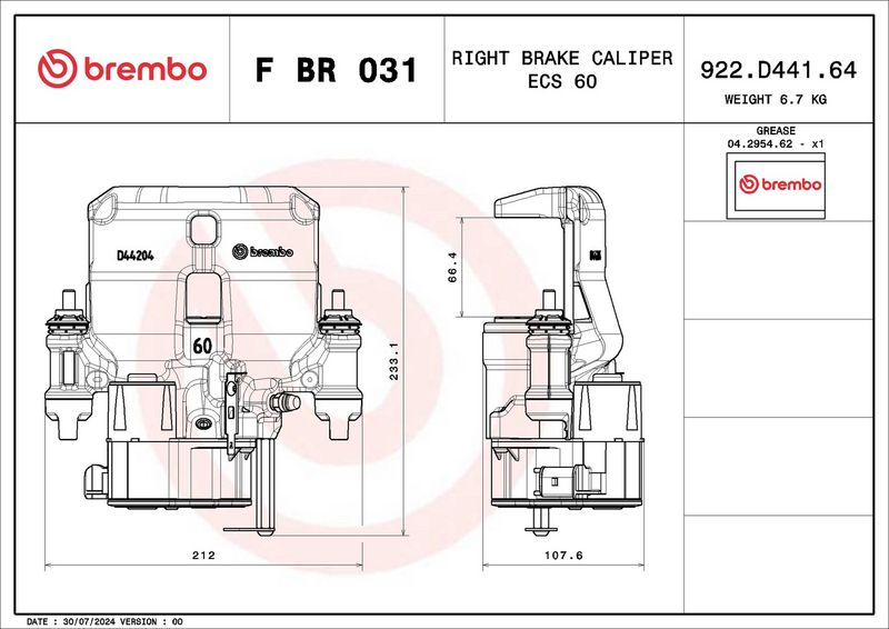 BREMBO FBR031 Brake Caliper