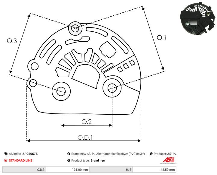 AS-PL APC3057S Protective Cap, alternator