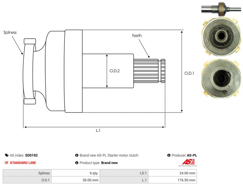 Hammastrummel, starter, AS-PL SD0192