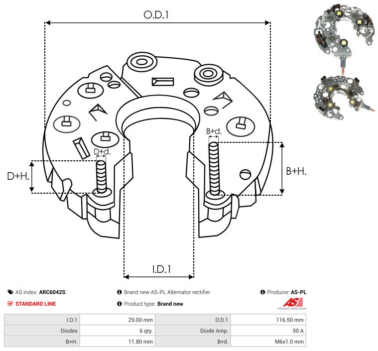 AS-PL ARC6042S Rectifier, alternator