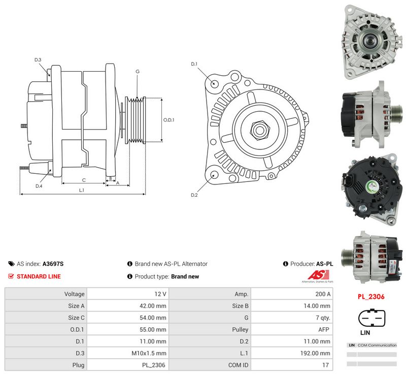 Generaator, AS-PL A3697S