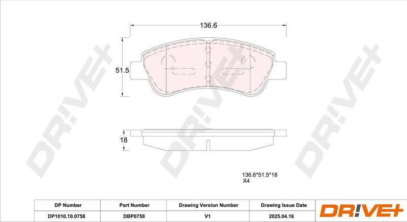 Set placute frana,frana disc DP1010.10.0758 Dr!ve+