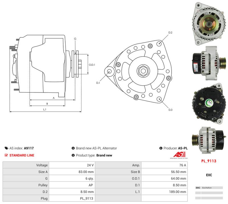 AS-PL A9117 Alternator
