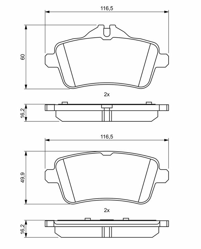 Piduriklotsi komplekt, ketaspidur, BOSCH 0 986 494 771