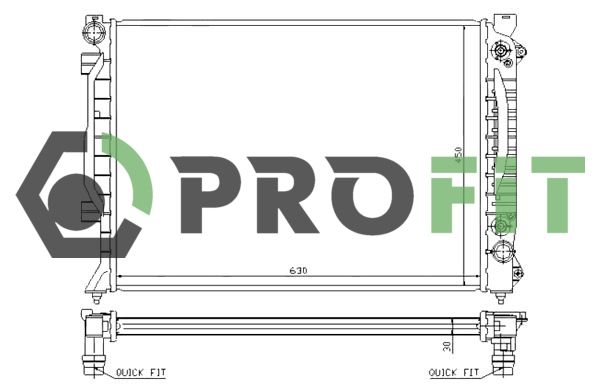 Радіатор, система охолодження двигуна, Profit 1740-0001