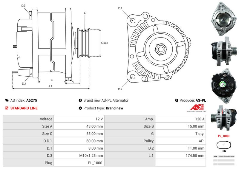 AS-PL A6275 Alternator