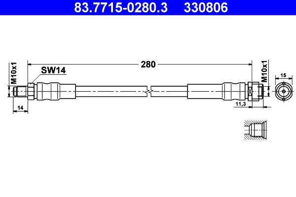 Furtun frana 83.7715-0280.3 ATE