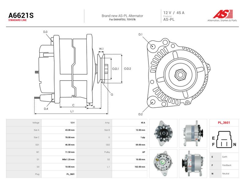 Generaator, AS-PL A6621S