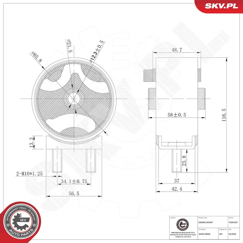 ESEN SKV 75SKV021 Mounting, engine