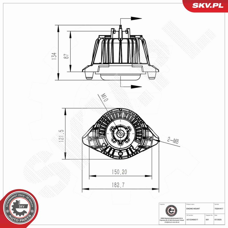 ESEN SKV 75SKV417 - Variklio pagalvė