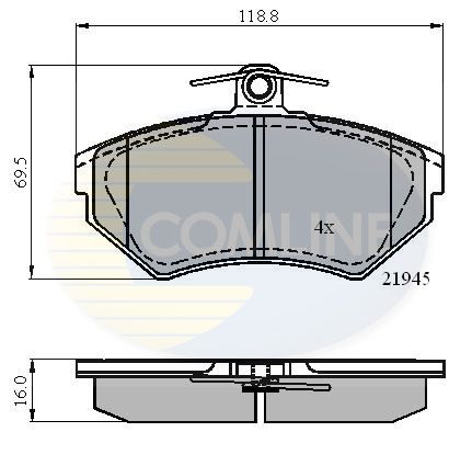 Комплект гальмівних накладок, дискове гальмо, Comline CBP0989